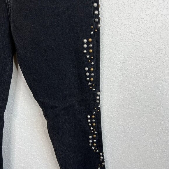 Driftwood Jackie Studded Jeans Black Size 25 Skinny Leg Frayed Casual - Picture 3 of 8